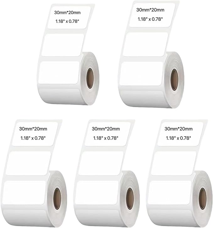 White Thermal Labels Compatible with Phomemo, Marklife for Barcode, Price Tags, Shipping & Logo Design (5, 1.18" x0.78" 320pcs/Roll)