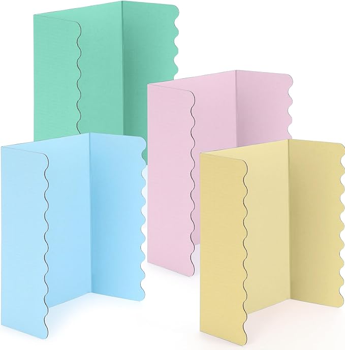 Mooliwe 4 Pack 21" x 14" Trifold Poster Board Tri Fold Poster Boards Foldable Corrugated Business Presentation Display Paper Boards for Science Fair Events, School Projects, Exhibitions(Macaron)
