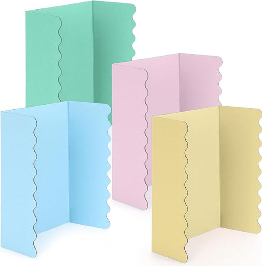 Mooliwe 4 Pack 21" x 14" Colored Trifold Poster Board, Small Tri Fold Foldable Corrugated Business Presentation Display Paper Boards for Science Fair Events, School Projects, Exhibitions