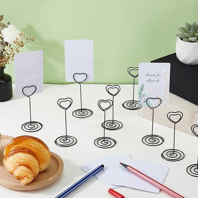 SUPERFINDINGS 36 Set Mini Chalkboard Signs 8.6x5.5cm Small Chalkboard Label with Alloy Stand Table Number Holders Black Heart Place Card Holders Menu Memo Clip for Bridal Shower Party Birthday Event