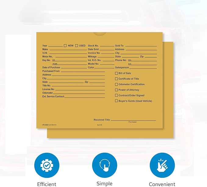 Vehicle Deal Jackets 9x12 Automotive File Folders - 32 lb Kraft Paper Car Dealership Inventory Jackets Sales Document Folders Plain File Jackets with Thumb Cut - Blue, Pack of 100