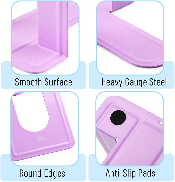 Mr. Pen- Book Ends, 4 Pack, Purple, Heavy Duty Metal Bookends for Shelves, Book Holders for Shelves, Metal Bookends