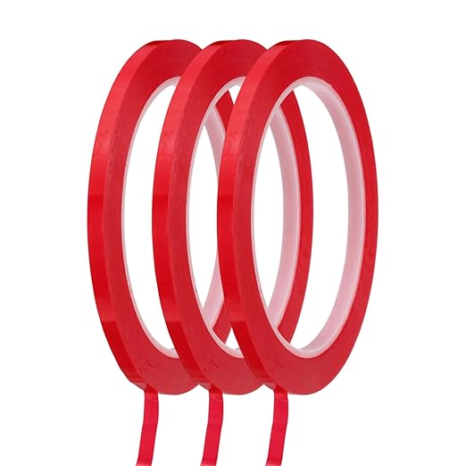 MECCANIXITY Whiteboard Tape 3/16" / 5mm Self Adhesive Graphic Chart Line Tape 72 Yard Grid Marking Stickers for Pinstripe Dry Erase Board Scrapbooking DIY Art Crafts, Red, Pack of 3