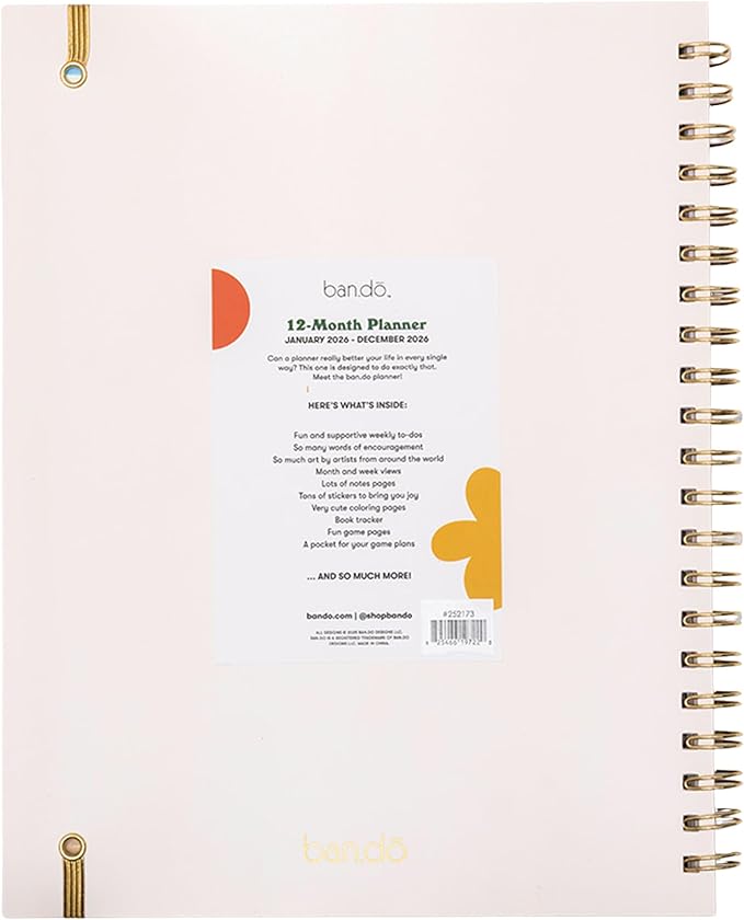 ban.do 12-Month Large Daily and Weekly Planner Dated January 2026 - December 2026, Soft Cover Self Care Journal, Agenda with Monthly Calendar, Stickers, Art & Bonus Pages (A Work of Art)