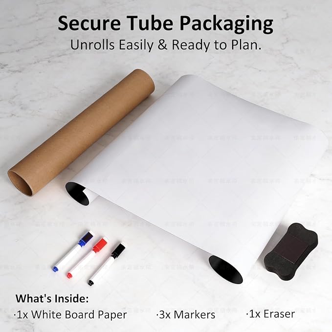 Magnetic Whiteboard for Fridge 18"x12": Magnet Dry Erase Board Sheet for Kitchen Curved Refrigerator as Grocery List Organizer with Markers and Eraser