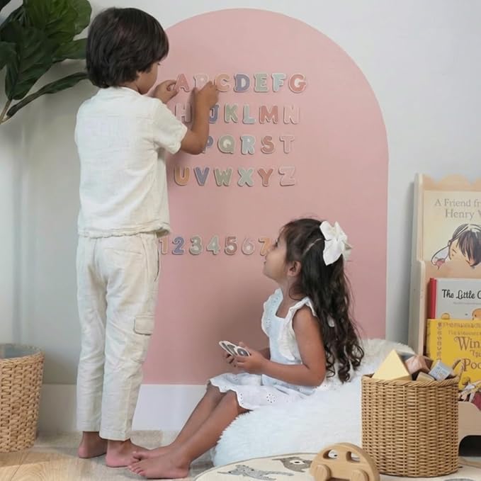 CAALMA Magnetic Wall Decal 40 x 32 - Magnetic Chalkboard for Wall - Strong Adhesive with Aesthetic Magnetic Letter, Chalk and Cloth (Dusty Pink)