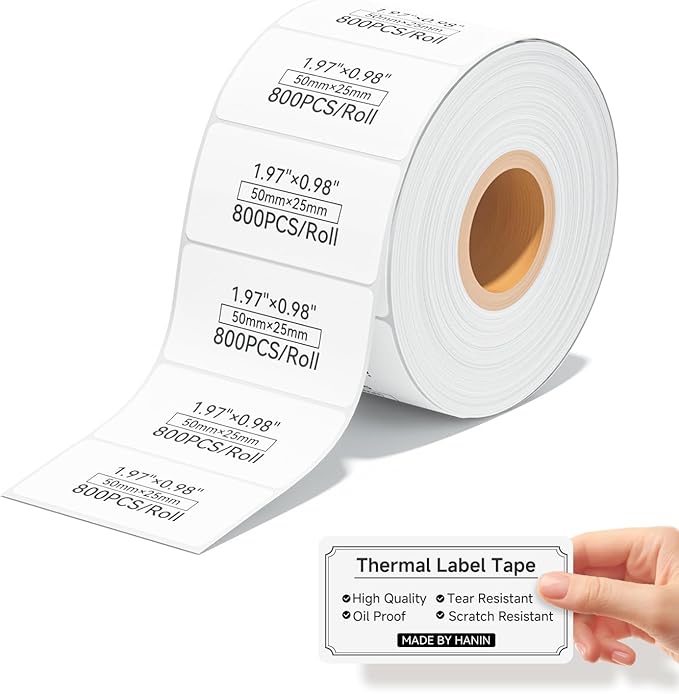 iDPRT 1.97" 0.98" Multi-Purpose Direct Thermal Labels (50mm25mm), Thermal Sticker for Address/Barcode/Mailing, Compatible with iDPRT SP460BT/SP410/SP310/SP320, Rollo, Zebra, Phomemo, etc, 800pcs