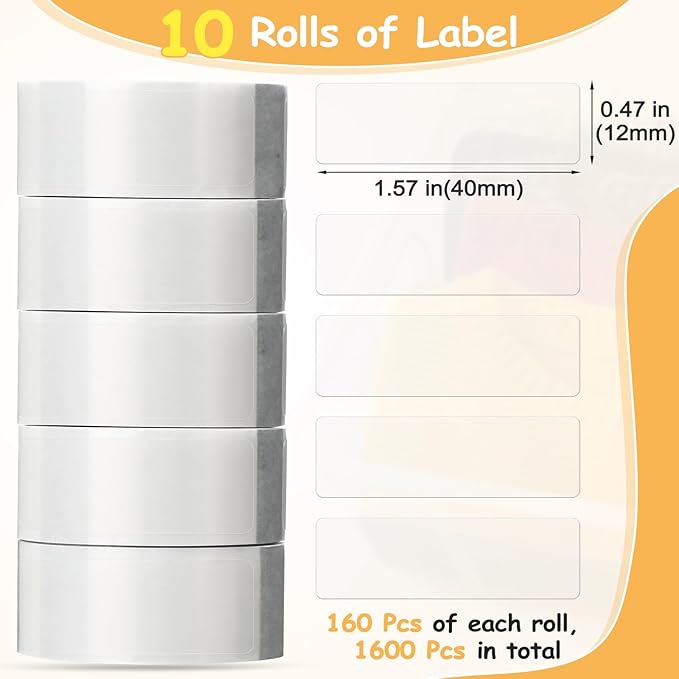 Gersoniel 1600 Pcs Label Tapes Compatible with D30 Label Printer Laminated Labeling Stickers Thermal Labels for Home Office