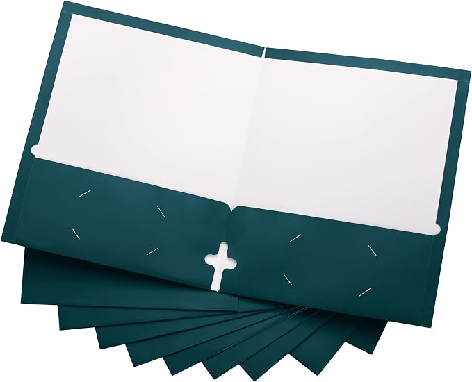 10 Pack Two Pocket Folders, Teal, Strong Thick Paper Folders, for Letter Size, by ACTIVITYya
