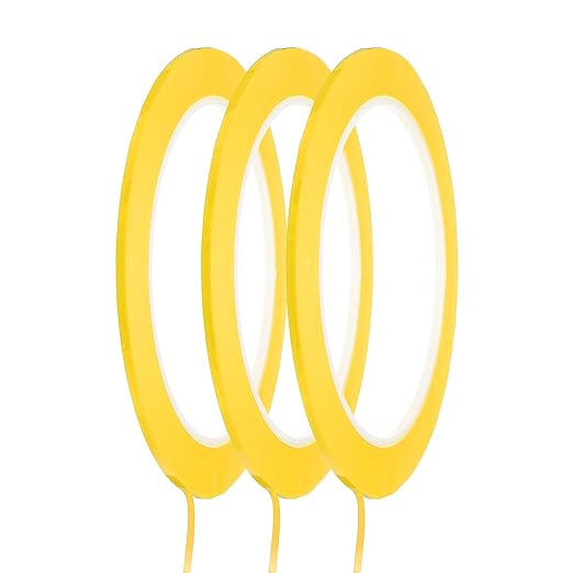 MECCANIXITY Whiteboard Tape 5/64" / 2mm Self Adhesive Graphic Chart Line Tape 72 Yard Grid Marking Stickers for Pinstripe Dry Erase Board Scrapbooking DIY Art Crafts, Dark Yellow, Pack of 3