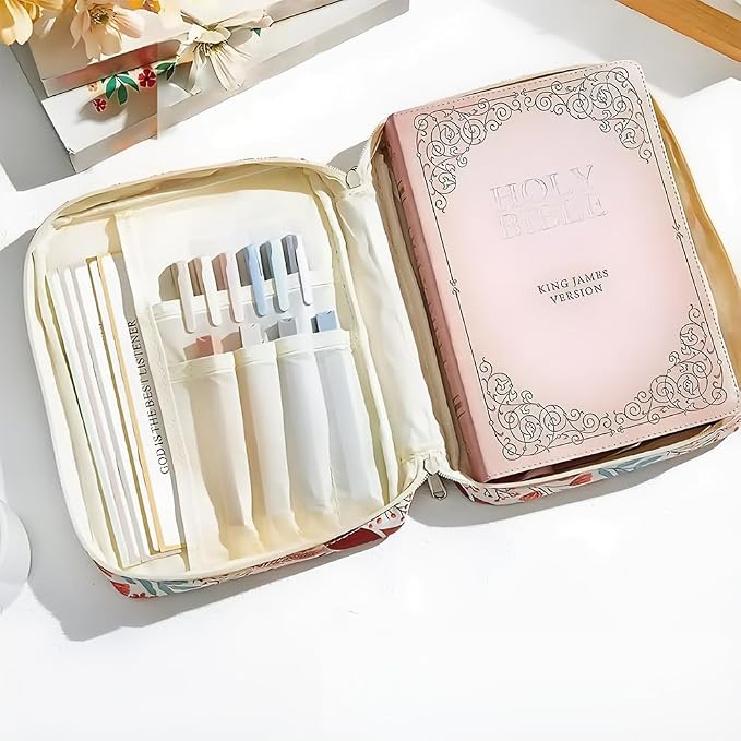 Bible Bag Cover Case for Women Bible Carrying Bag with Handles Bible Study Supplies & Accessories Christian Gifts for Women (Leaf Upright Style)