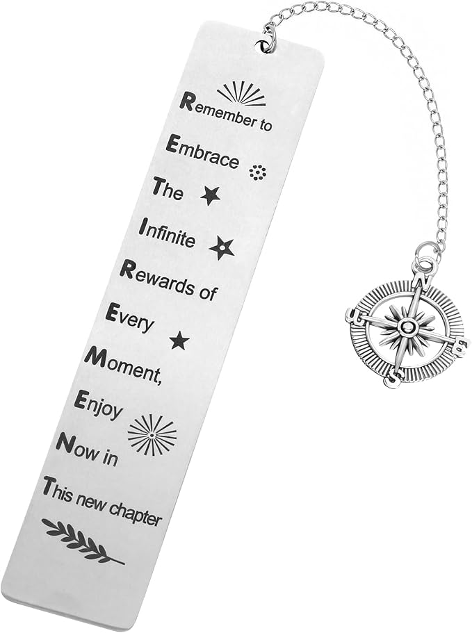 Retirement Gifts for Women, Kaluofan 2026 Teacher Retirement Gift for Women, Bookmarks for Women Men, Happy Retirement Enjoy The Next Chapter Bookmark with Compass Pendant Best Wishing