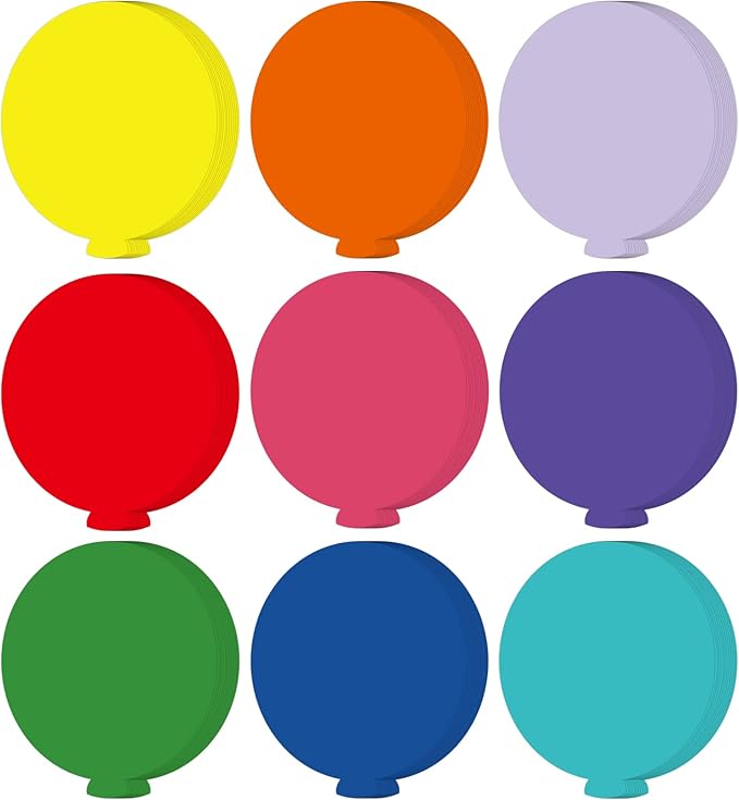 Geyee 108 Pcs Balloon Cutouts Colorful Paper Bulletin Board Decorations Assorted Color Hot Air Balloon Die Cut for Teachers Kids DIY Projects Craft Classroom Wall Decor