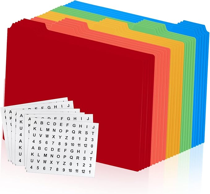 25 Pieces Alphabet File Dividers for File Cabinet A-Z File Guides Letter Size Top Tab File Guides Polypropylene Alphabet Labels with Tabs with Self Adhesive A-Z for Office Business Classroom