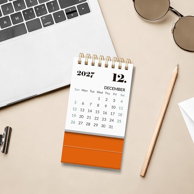 KONVINIT Small Desk Calendar 2026-2027, Sunset 2026 Desk Calendar - Runs From July 2026 Until December 2027, 18 Months Mini Desktop Calendar 2026 for School, Home & Office Supplies