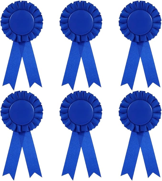 6 Pcs Award Rosette Ribbons Blank Prize Ribbons Medal Winner Ribbons Participation Victory Ribbons Recognition Competition Ribbons Blue