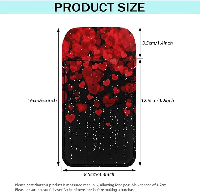 chaqlin Pocket Protector for Men Women, Red Hearts Print Leather Pen Protect Holder for Shirts, Lab Coats, Holds Pens, Pointers, Cards, Pocket Protectors