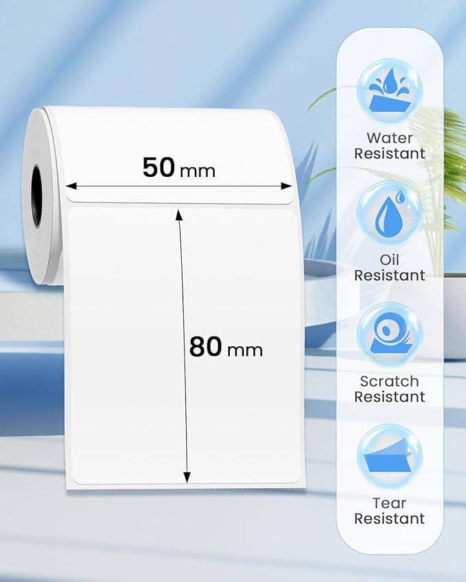 M100 Label [100 Pcs] -1 Pack of 1.97''x3.15''(50x80mm) Paper Also Compatible for Thermal Label Printer M110/T50M Pro/Shipping Printer 241bt Strong Adhesive Refill Tape