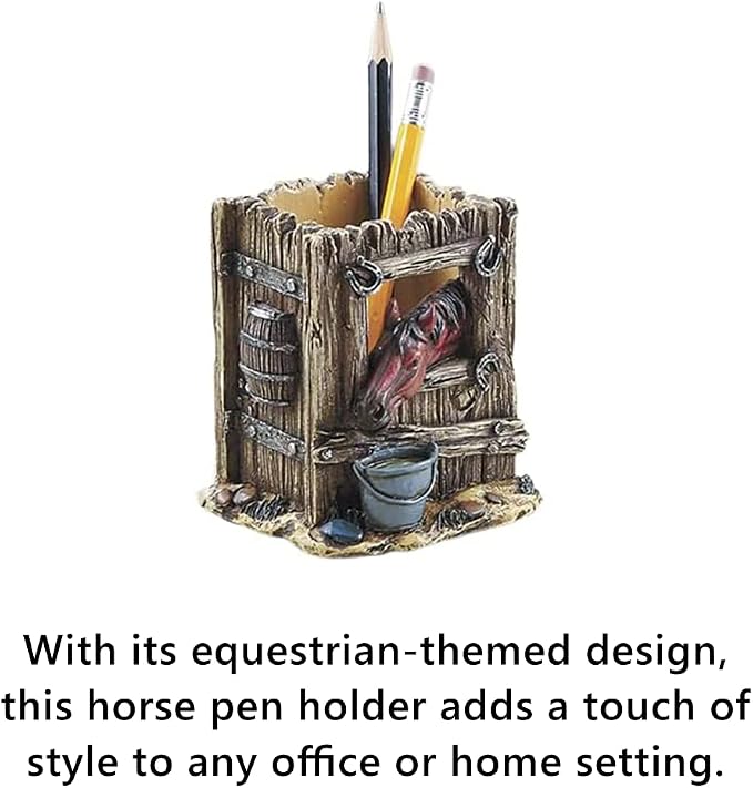 SAGEFINDS Horse-Themed Pen Holder | Desktop Stationery Organizer | Desk Storage Accessories | Home Office Pencil Cup Container | Gift for Horse Lovers