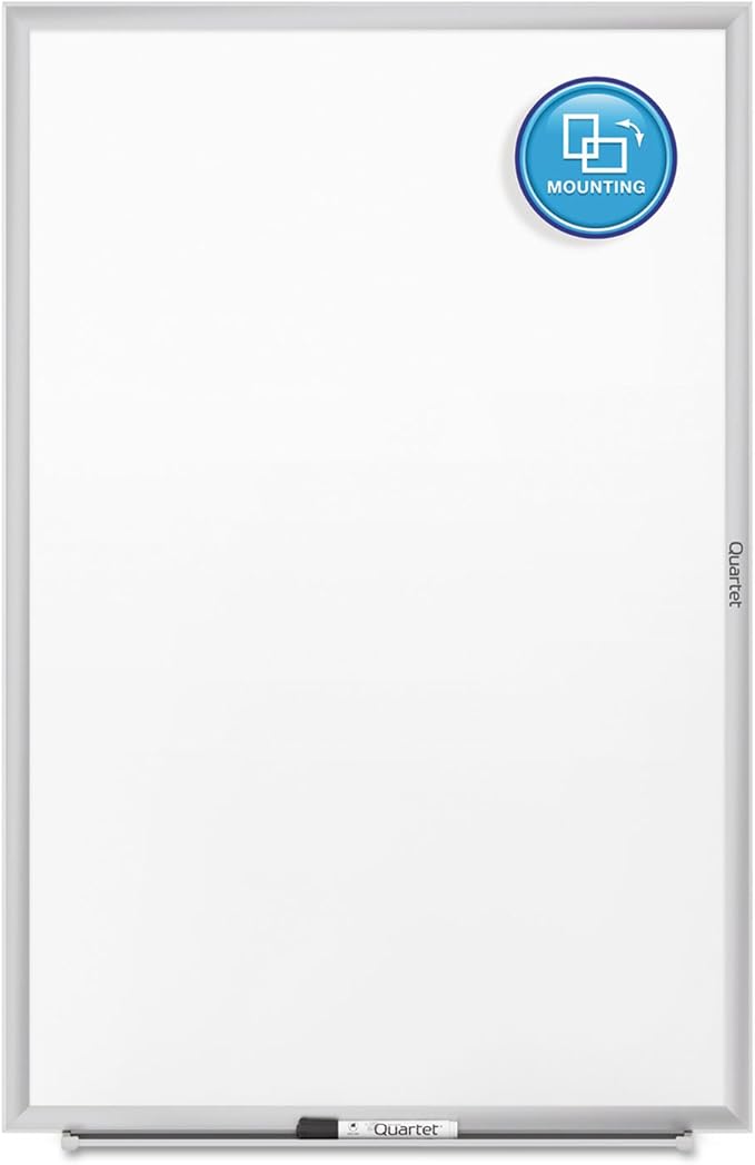 Quartet Dry Erase White Board 48"W x 36"H Non-Magnetic Whiteboard, Total Erase, Silver Aluminum Frame (S534)