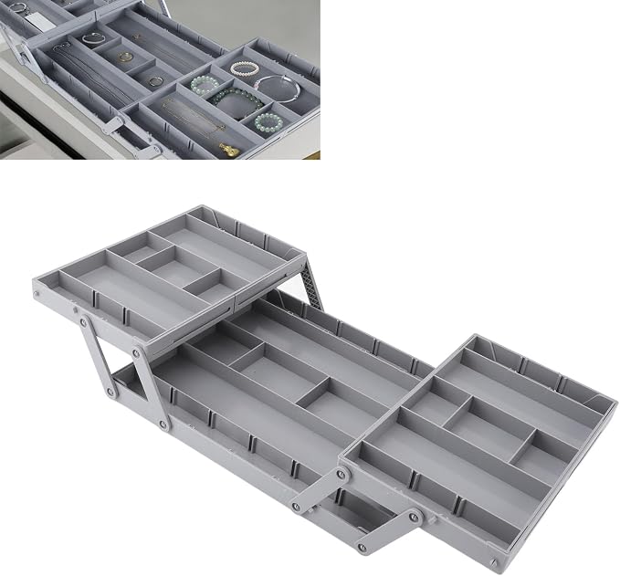 AMAKO Expandable Desk Organizer Tray: 3 Tier Drawer Organizer,for Jewelry, Cosmetic, Utensils & Office Supplies, Multi Level Storage Solution (2 Tier)