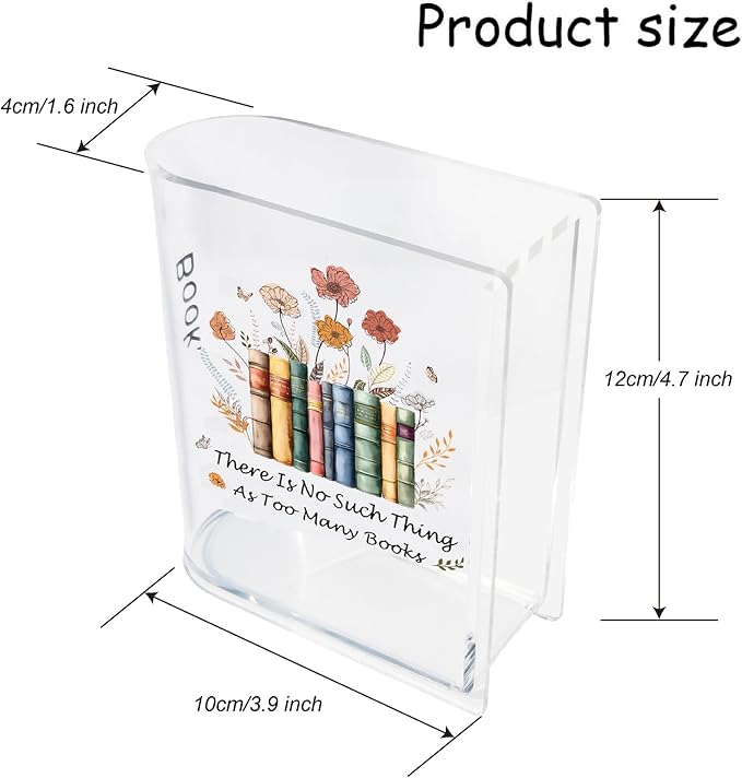 Bookmarks Holders Bookshelf Bookcase Decor, Home Office Desk Organizer Accessory, Book Marks Pencil Pen Holder, Friends Book Lover Gifts (Flower)