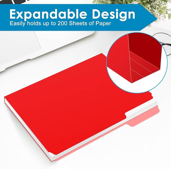 Two Tone Color File Folders 8.5 x 11 Inch, 1/3 Cut Tab File Folder Letter Size, Assorted Colors, Pastel Colors Manila File Folders, School Business Office Folders for Document Files Paper -45 Pack