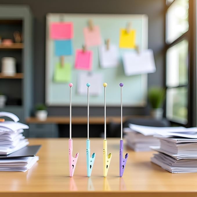 4Pcs Metal Wire Alligator Clip, Metal Note Clip, Long-Tailed Alligator Clamp Photo Holder Clip for Card, Memo Holders Desk Accessories and Workspace Organizers