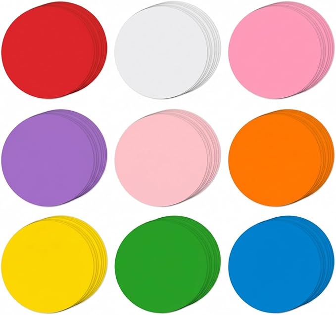 72 Pcs 6 Inches Large Round Paper Cutouts, 9-Color Assorted Round Shape Die Cut for Bulletin Board Decor, Classroom Wall, Circle Template, Teacher School Supplies, DIY Crafts