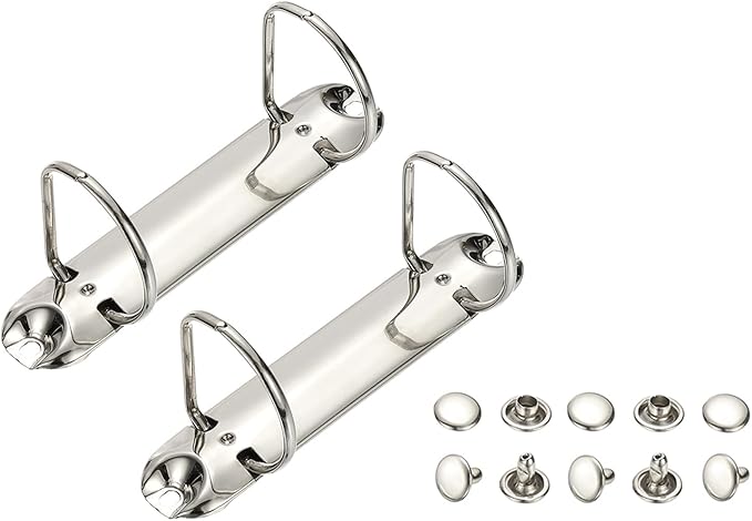 PATIKIL B7 2 Hole Ring Binder Mechanisms, 2 Set 1.5" D Ring Replacement Binder Planner Loose Leaf Binding Spines for Organizers DIY Fill Paper Storage Folder Accessories, 26mm Silver Tone
