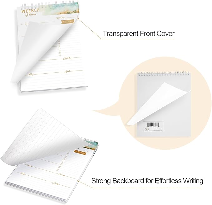 Weekly Planner Notebook, To Do List Notepad with 52 Undated Sheets 6.9"×9.8" - Weekly Organizer for Women & Man, Work, Study, and Daily Life, B5-KA