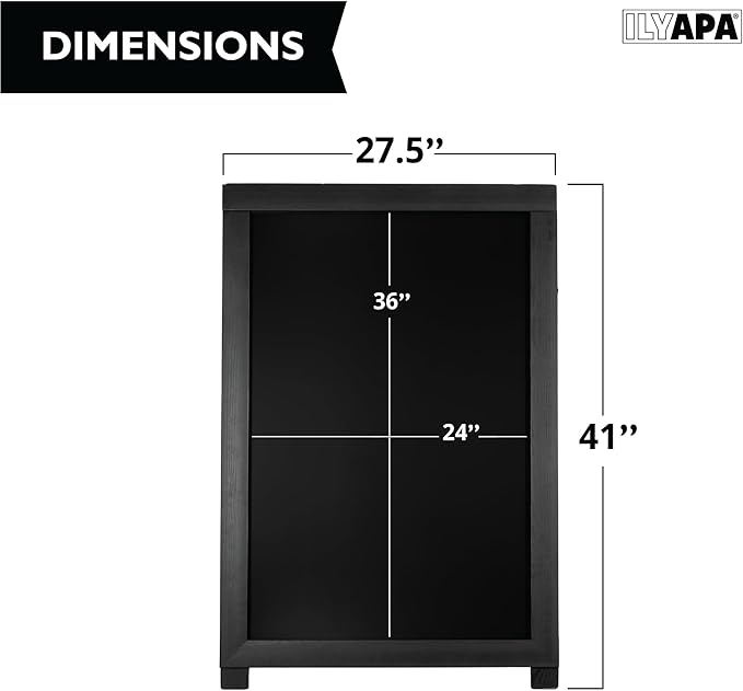 Ilyapa 2 in 1 A Frame Sign Holder and Chalkboard Easel - Dual Sided Magnetic Chalk Board Easel Sign - Display for Businesses and Vendors Outdoor - 28x41 - Black