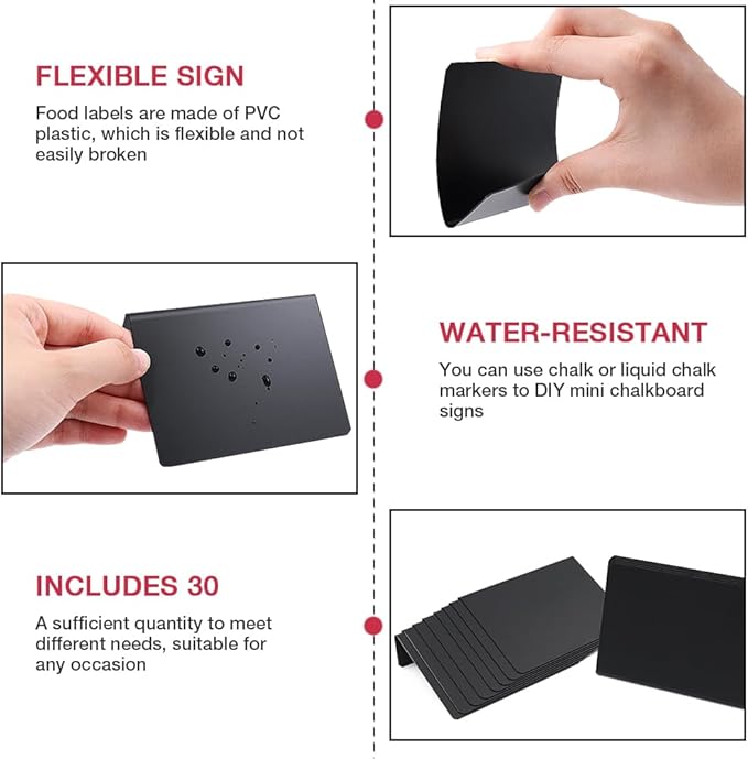 30 Pack Mini Chalkboard Signs, 4x3 Inches Food Labels for Party Buffet, Table Signs Food Tags, Easy to Write and Wipe