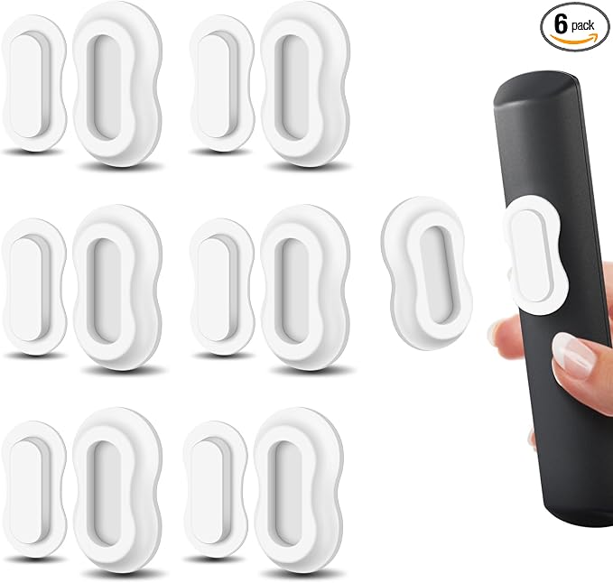 HOTEC 6 Pack Magnetic Remote Control Holder Wall Mount, Upgraded No Drill Self-Adhesive TV Remote Organizer, Universal Storage for TV, Fan, AC, Media & RV Accessories, White