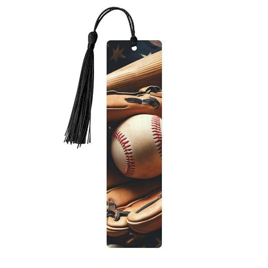 Baseball-Themed Wooden Bookmark for Men with Tassels, Bookmark for Book Lovers Book Marks for Reading Book Accessories