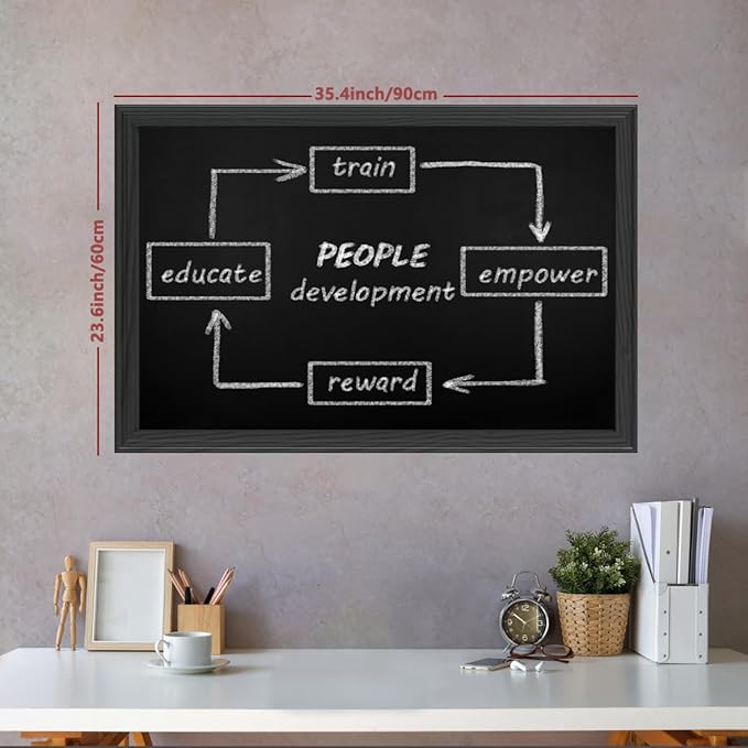 TORASO Chalkboard, Wood Frame Magnetic Chalkboard Sign, Black Wood Framed Chalk Board for Wedding, Kitchen, Bar, Restaurant, Menu & Home Decor,Large Chalkboards, 23.6" x 35.4"(BK-6090)