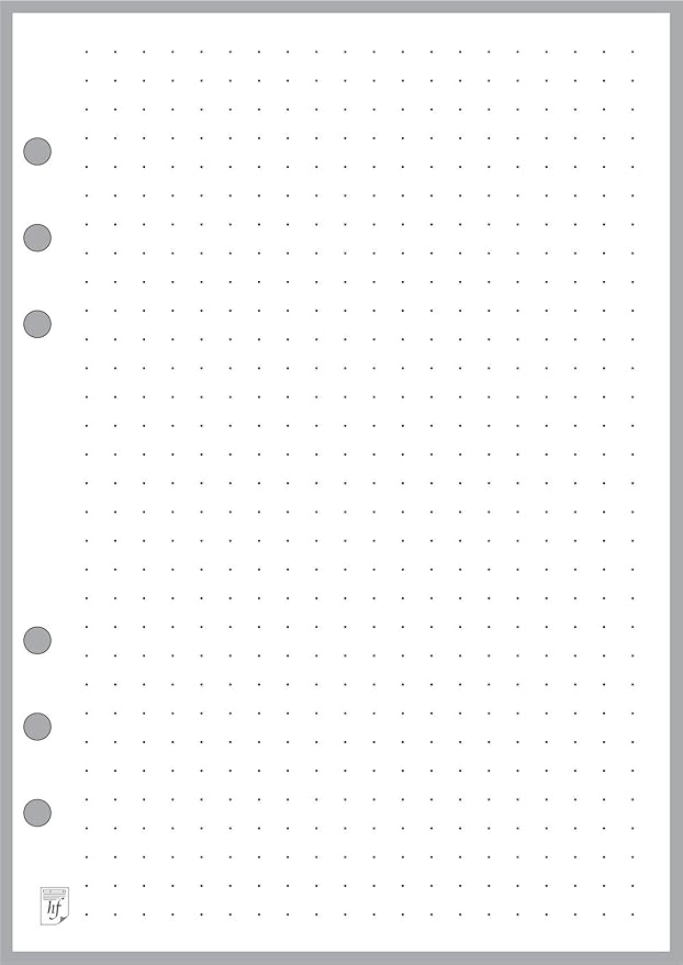 A5 Size Dot Grid Paper Refill (5mm), Sized and Punched 6-Ring A5 Notebooks by Filofax, LV (GM), Kikki K, TMI, and Others. Sheet Size 5.83" x 8.27" (148mm x 210mm)