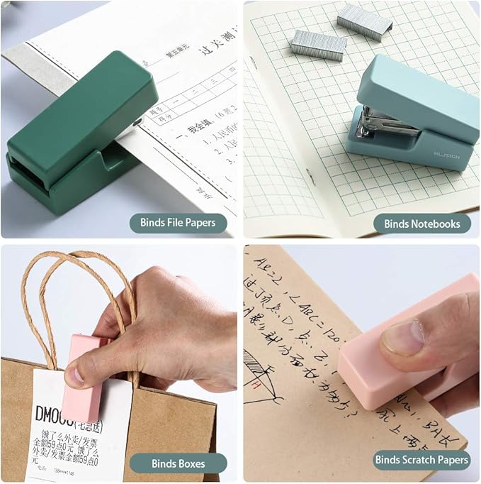 NUSIGN Mini Stapler, 20 Sheet Capacity, Office Desktop Stapler Green, Includes 640 Standard Staples and A Staple Remover