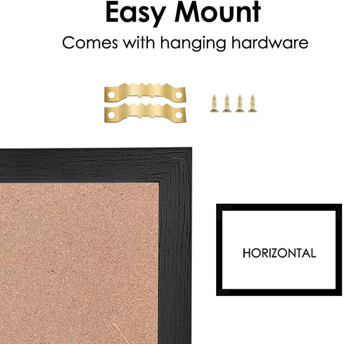 Monthly Calendar Dry Erase White Board & Cork Bulletin Board，13" x 17" Black Wood Frame，Magnetic Surface Whiteboard.Perfect for Organizing Your Space.Whiteboard+Cork-3442A-BK