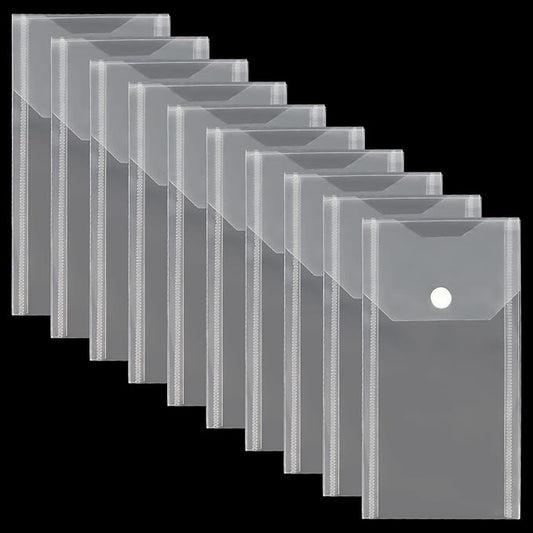 Plastic Envelopes 10 Pack Poly Envelopes Hook Loop Closure,Receipt Stickers Storage Holder Document Folders for Receipt Cash Organization（7.87x3.94 inch）