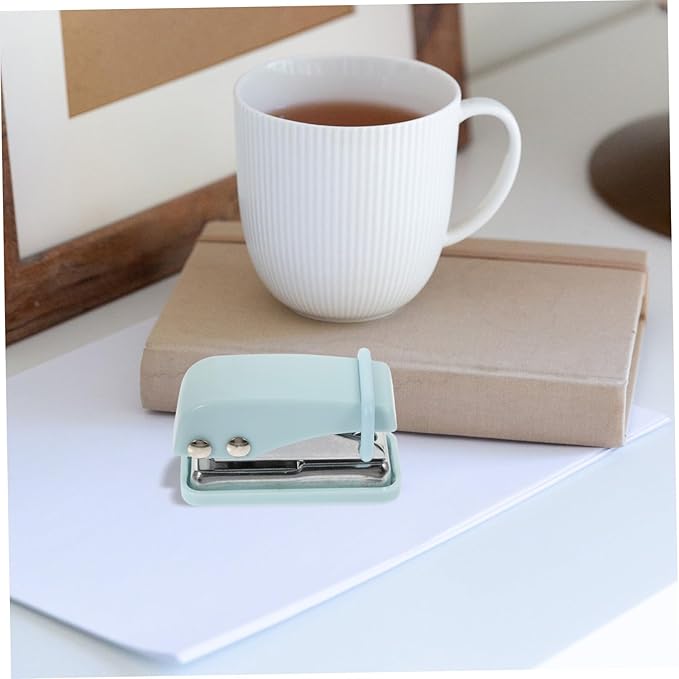 HOMSFOU Miniature Stapler Portable Office Supply Convenient Small Stapler for School Necessity and Everyday Use Stylish Design with Tail Hanging Ring