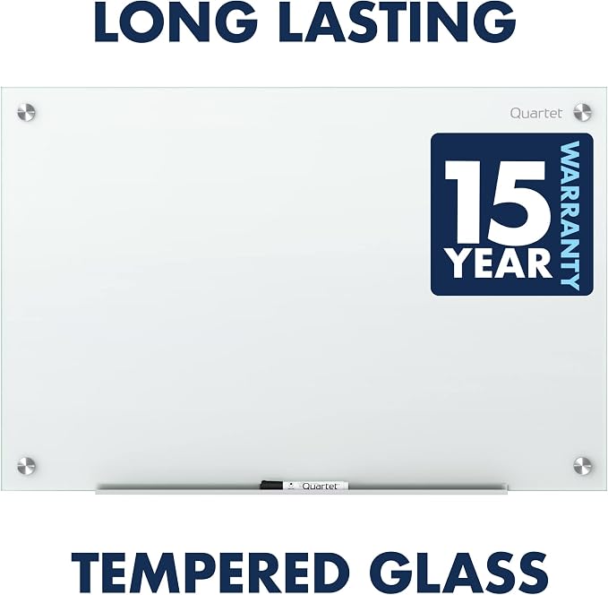 Quartet Dry Erase Board, Glass Whiteboard 72"W x 48"H, Non-Magnetic, Infinity, White (G7248NMW)