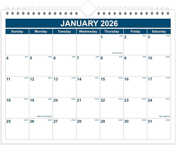 Calendar 2026-2027 - Monthly Wall Calendar from July 2026 - June 2027, Spiral Binding Hanging Wall Calendar 2026 for Home/Office, 8.5" x 11", Blue