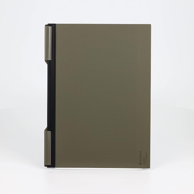 KOKUYO Bizrack Clipnote Punchless, Clip Folder, Holds up to 25 Sheets, A4-S, Olive Green (NO-BRCN202DG)