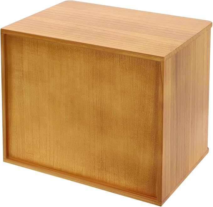Lockable Desk Organizer Wooden Desktop Drawers Office Flat Files Storage Box Locking Countertop Storage Cabinet (Wood Yellow, 3-Tier)