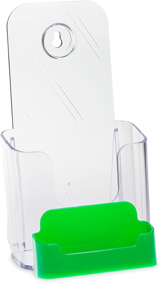 Source One 4 X 9 Inches Tri Fold Brochure Holder with Business Card Holder (40 Pack, Green Pocket)