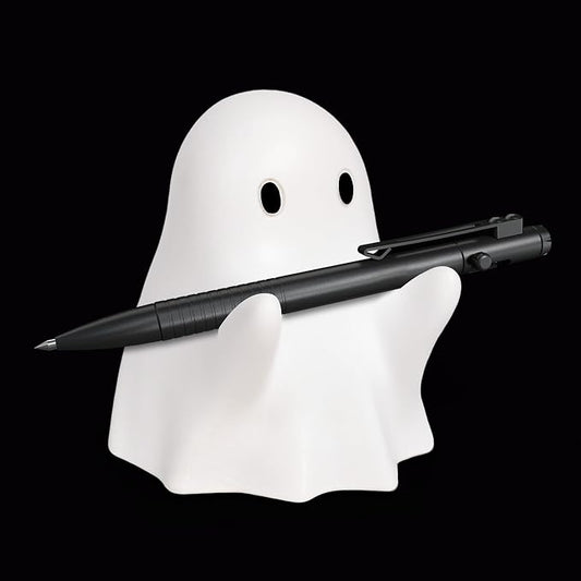 Halloween Ghost Pen Holder Figurine, Spooky Resin Ghost Statue, Cute Pencil Stand for Home Office Desktop Decoration, Funny Desk Organizer Accessory