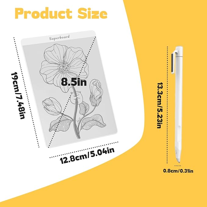 7.5”×5” Innovative Erasable Magnetic Whiteboard with Erase Pen，Eco-Friendly and Durable ，Sketching Memo and Educational Use for Kids and Adults