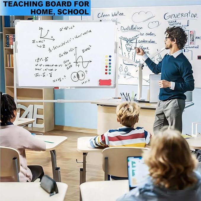 hatleues Magnetic Whiteboard with Stand- 36" x 24" Double-Sided Rolling White Board Mobile Dry Erase Board on Casters for Office, Classroom, Home & Presentations - Includes Marker & Eraser 60x90cm