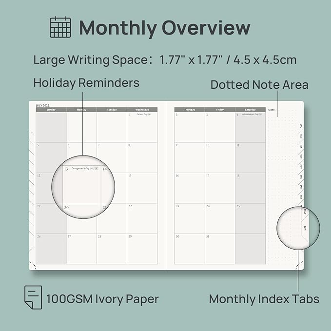 POPRUN Planner 2026-2027, Large-8.5" x 10.5", Academic Planner 2026-2027 Weekly and Monthly (July 26-June 27) Hourly Appointment Book with Inner Pockets, Leather Soft Cover, 100GSM - Blue
